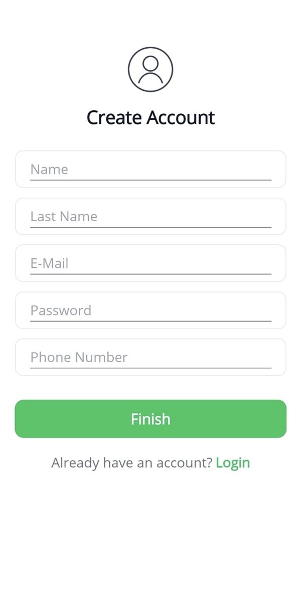 Balache Customer App: create an account